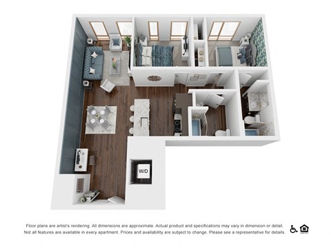 2X2 E Floor Plan at The Fitz, Oregon, 97210